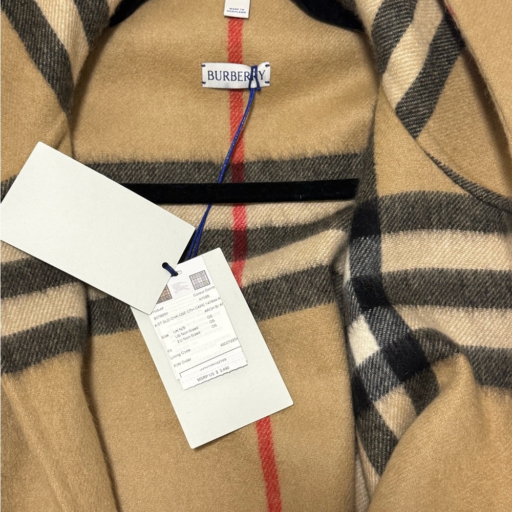 Burberry Camel Plaid Hooded Cape - Picture 3 of 9